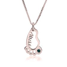 Baby Feet Necklace With Birthstone