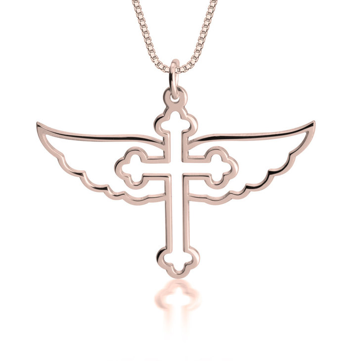 Cross with Angel Wings Necklace