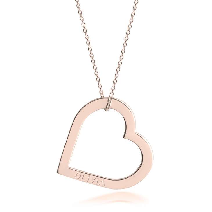 Heart Outline Engraved Necklace