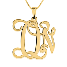 Two Letter Monogram Necklace - Thumbnail 2