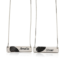 Fingerprint Couple Bar Necklaces - Thumbnail 2