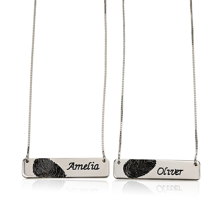 Fingerprint Couple Bar Necklaces - Picture 2