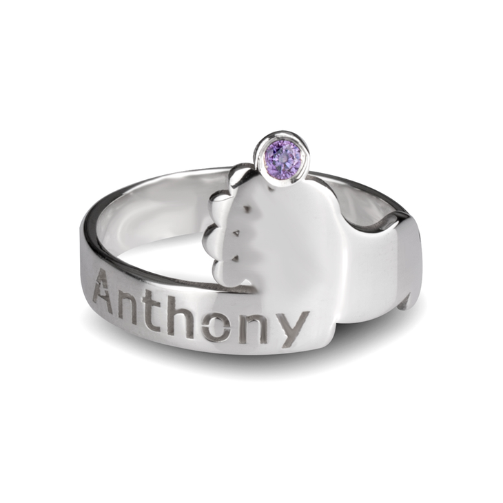 Baby Feet Ring with Birthstone