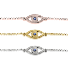 Cut Out Evil Eye Bracelet with Birthstone