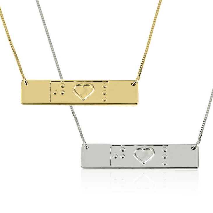 Engraved Friendship Bar Braille Necklace