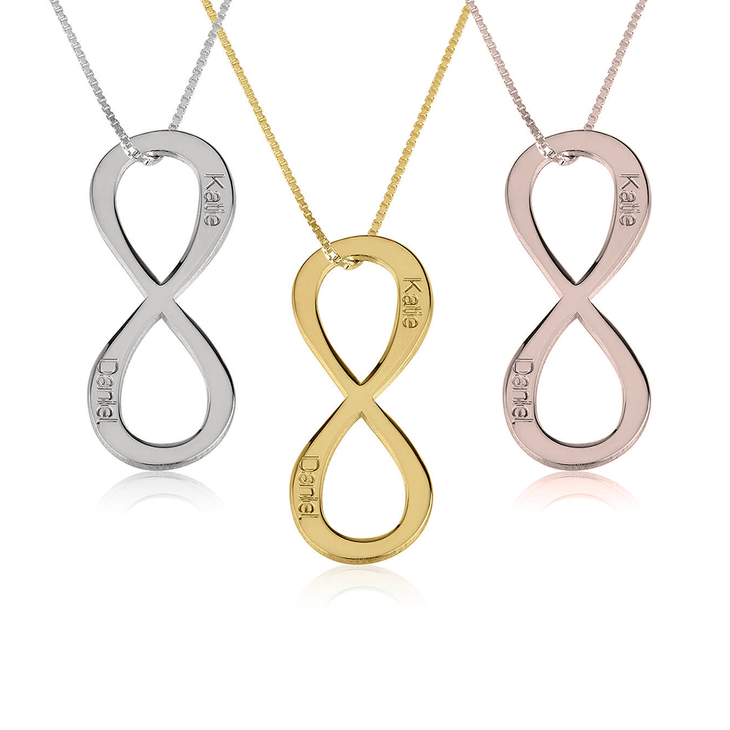 Vertical Two Names Infinity Necklace