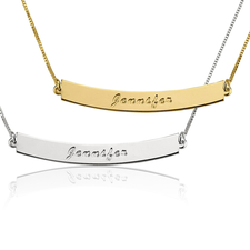 Curved Bar Necklace with Name