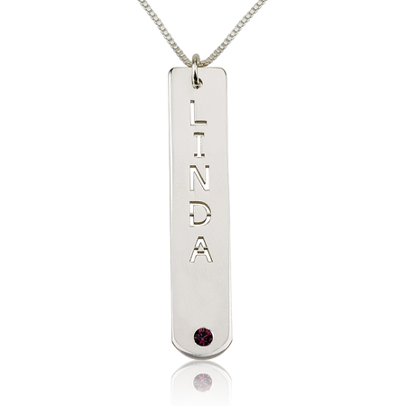 Vertical Bar Necklace with Birthstone