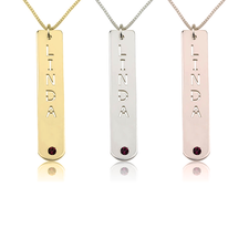 Vertical Bar Necklace with Birthstone