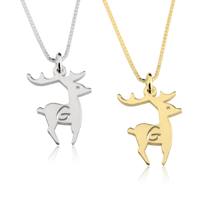 Deer Initial Necklace