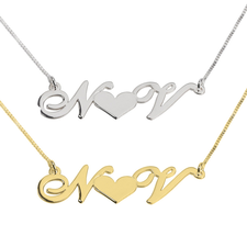 Heart initials necklace