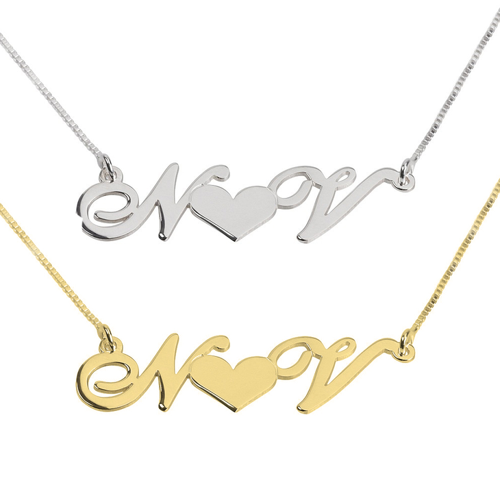 Heart initials necklace