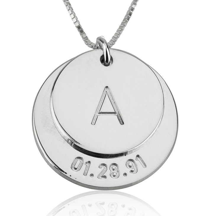 Engraved Initial & Date Necklace