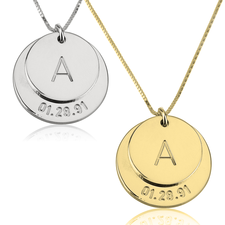 Engraved Initial & Date Necklace