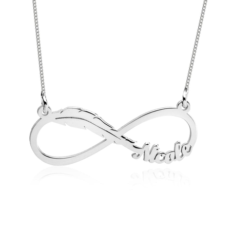 Infinity Feather Name Necklace