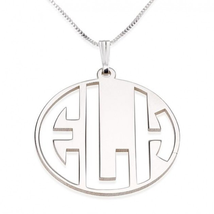 Block Letters Cut Out Monogram Necklace - Picture 2