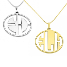 Block Letters Cut Out Monogram Necklace