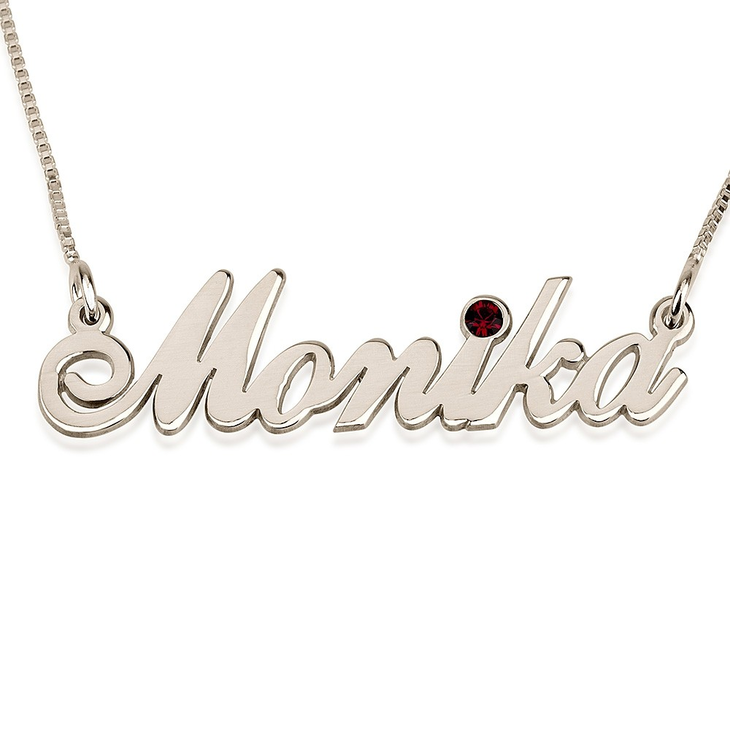 Classic Name Necklace With Birthstone 