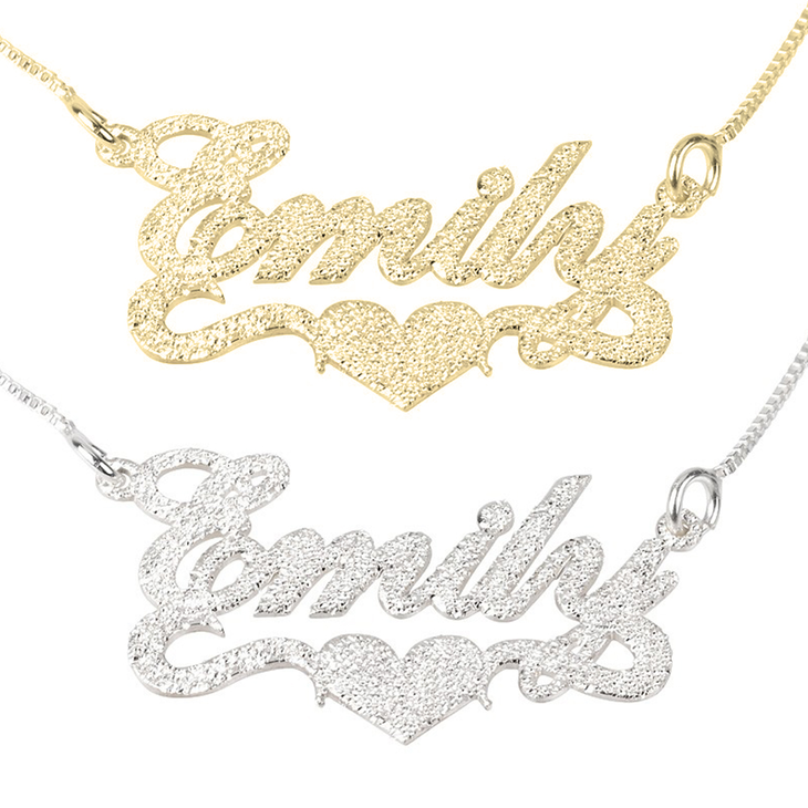 Sparkling Name Necklace with Heart