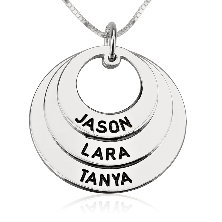 Engraved Mothers Circle Necklace With Multiple Names