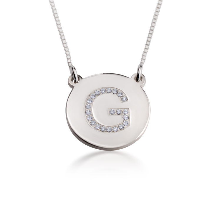 Cubic Zirconia Initial Pendant Necklace 