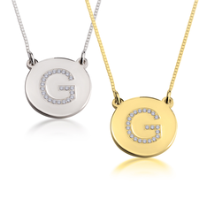 Cubic Zirconia Initial Pendant Necklace 