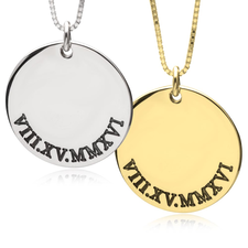 Roman Numeral Disc Necklace